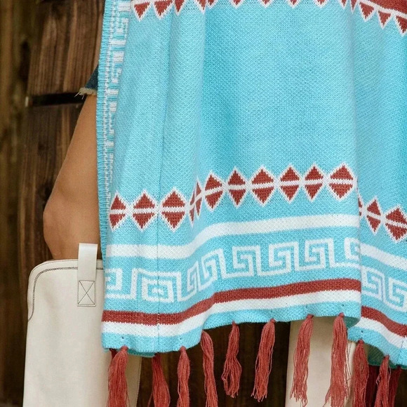 Multicolor Casual Women's Geometric Pattern Cardigan - Picture 4 of 6